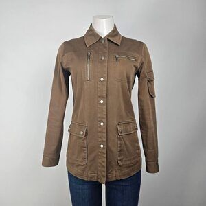 CYC Brown Cotton Snap Front Light Jacket Size 7/8
